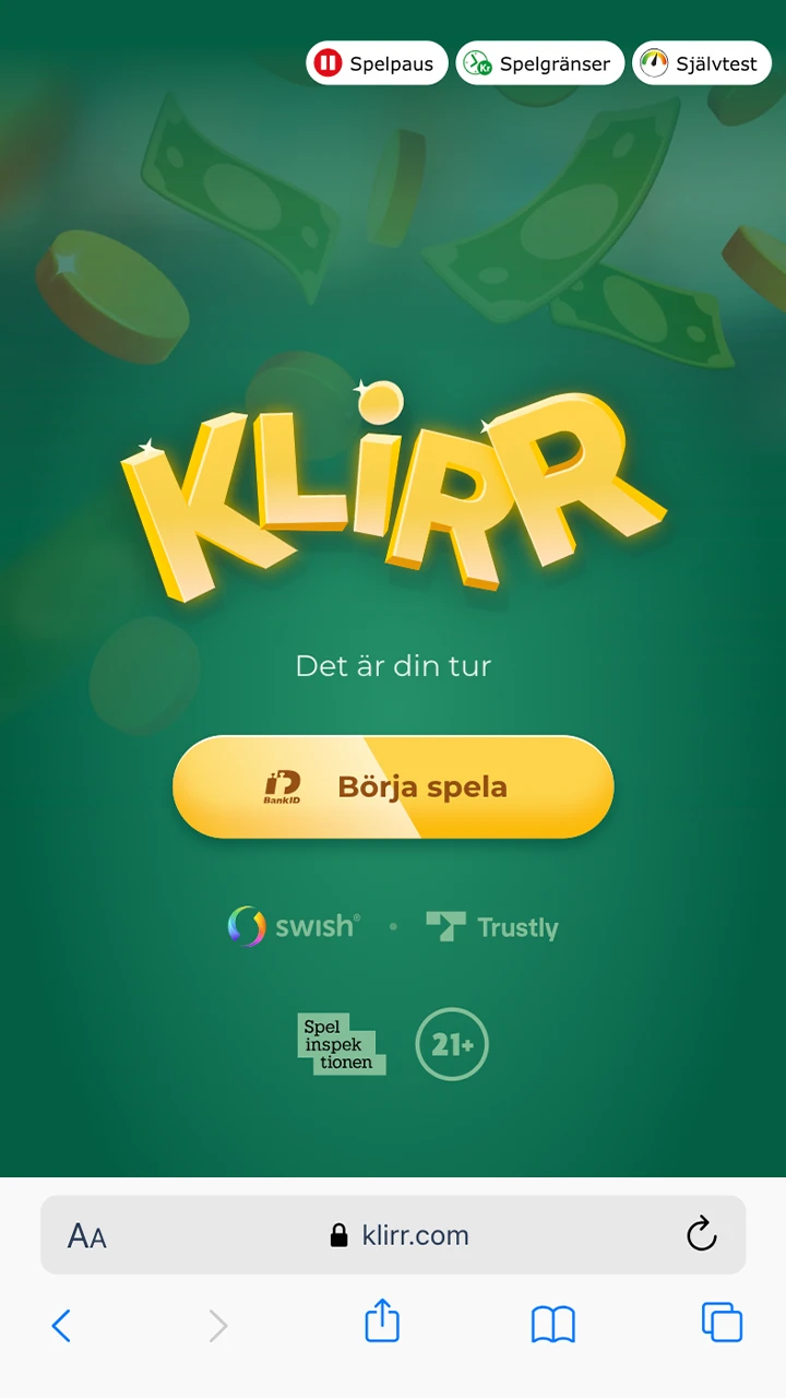 Gå till Klirr-sidan med din smartphone.
