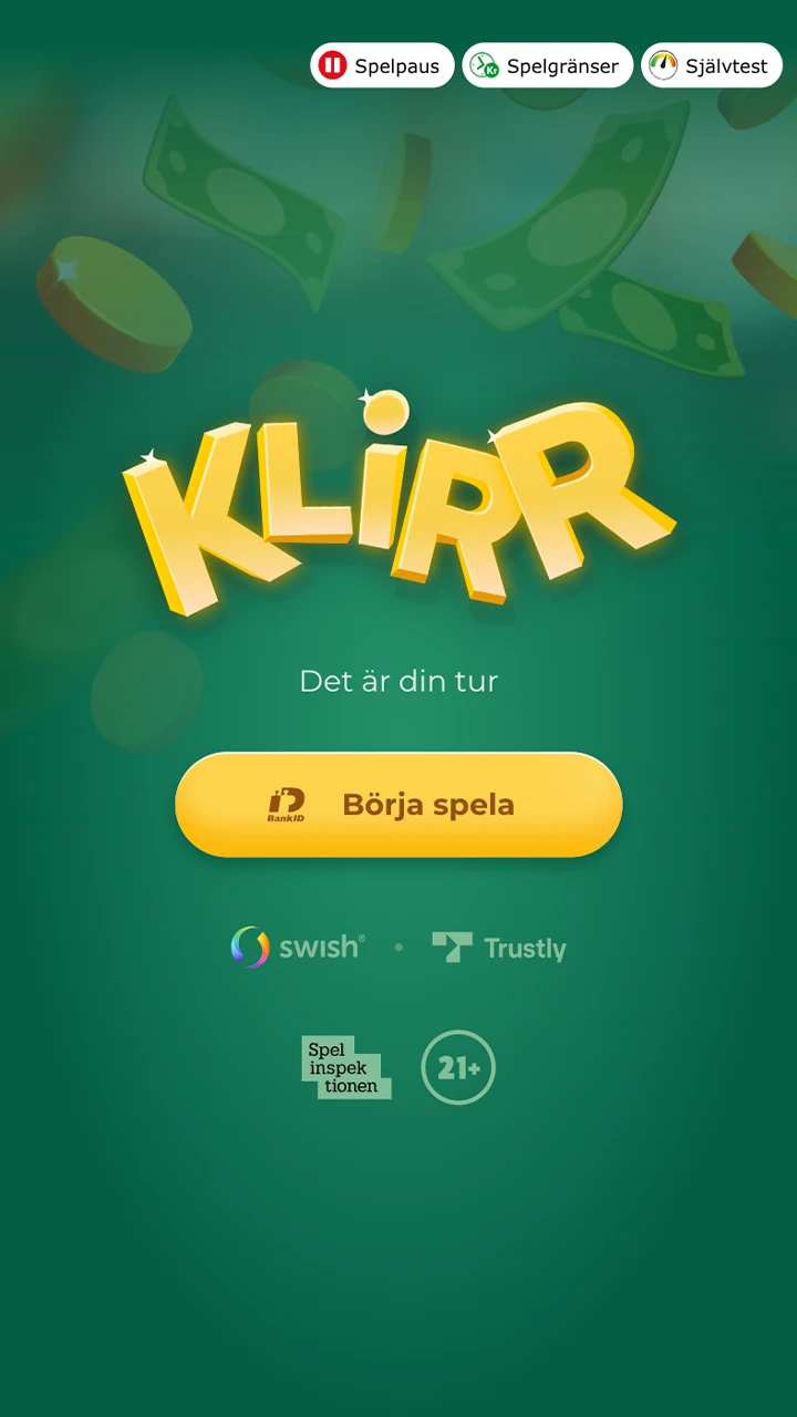 Lär känna klirrs välkomstsida.