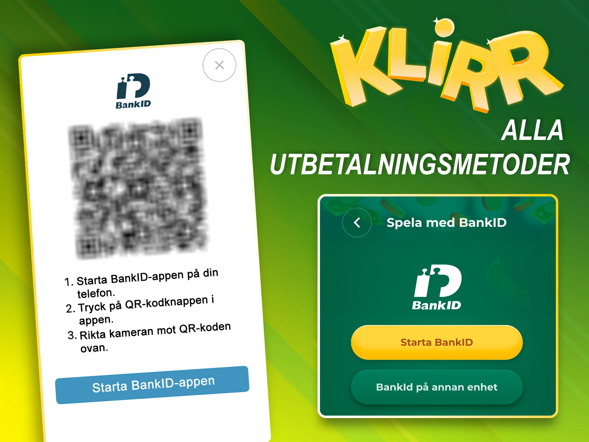 Bekanta dig med nödvändig information om Klirr betalningsmetoder.