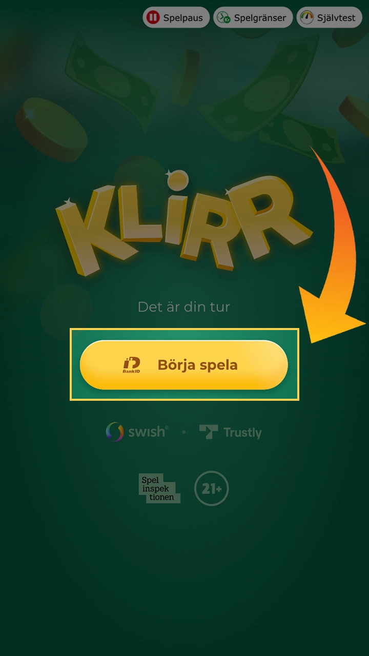 Fortsätt till registrering för att börja spela Klirr.