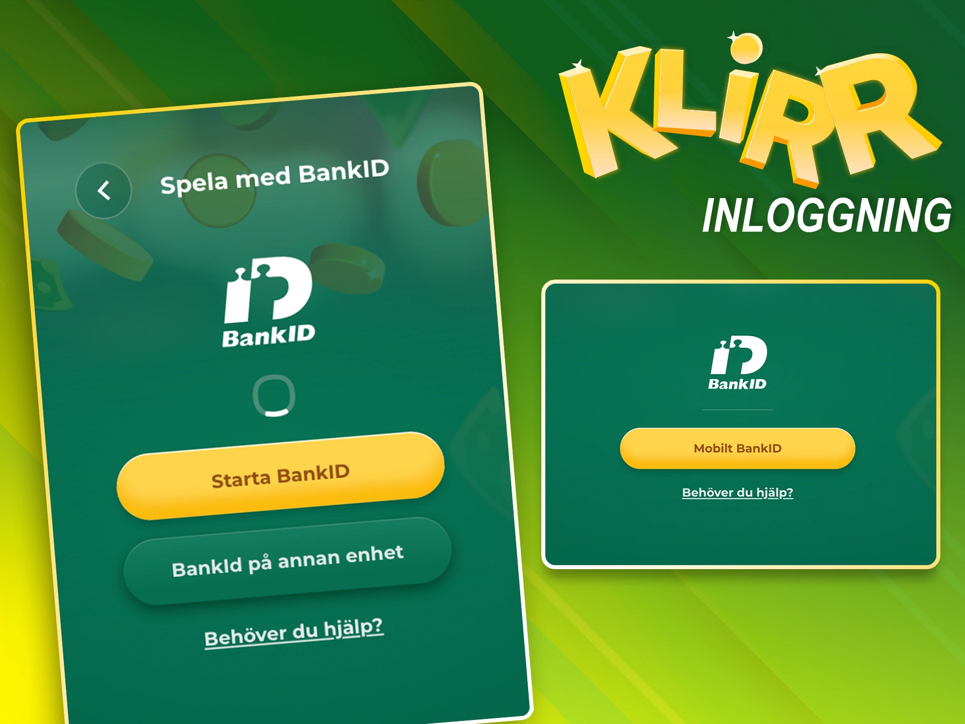 Logga in eller registrera ett konto hos Klirr.