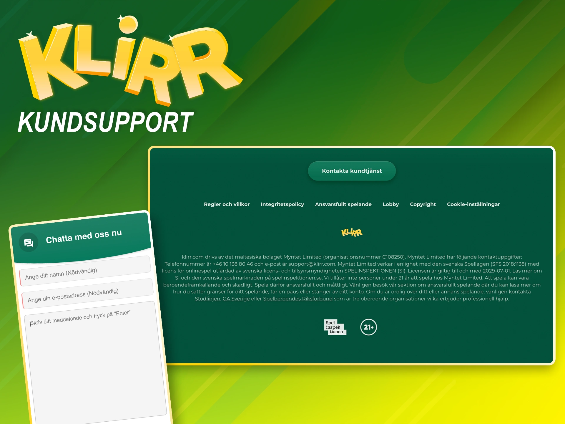 Använd Klirr kundsupport om det behövs.