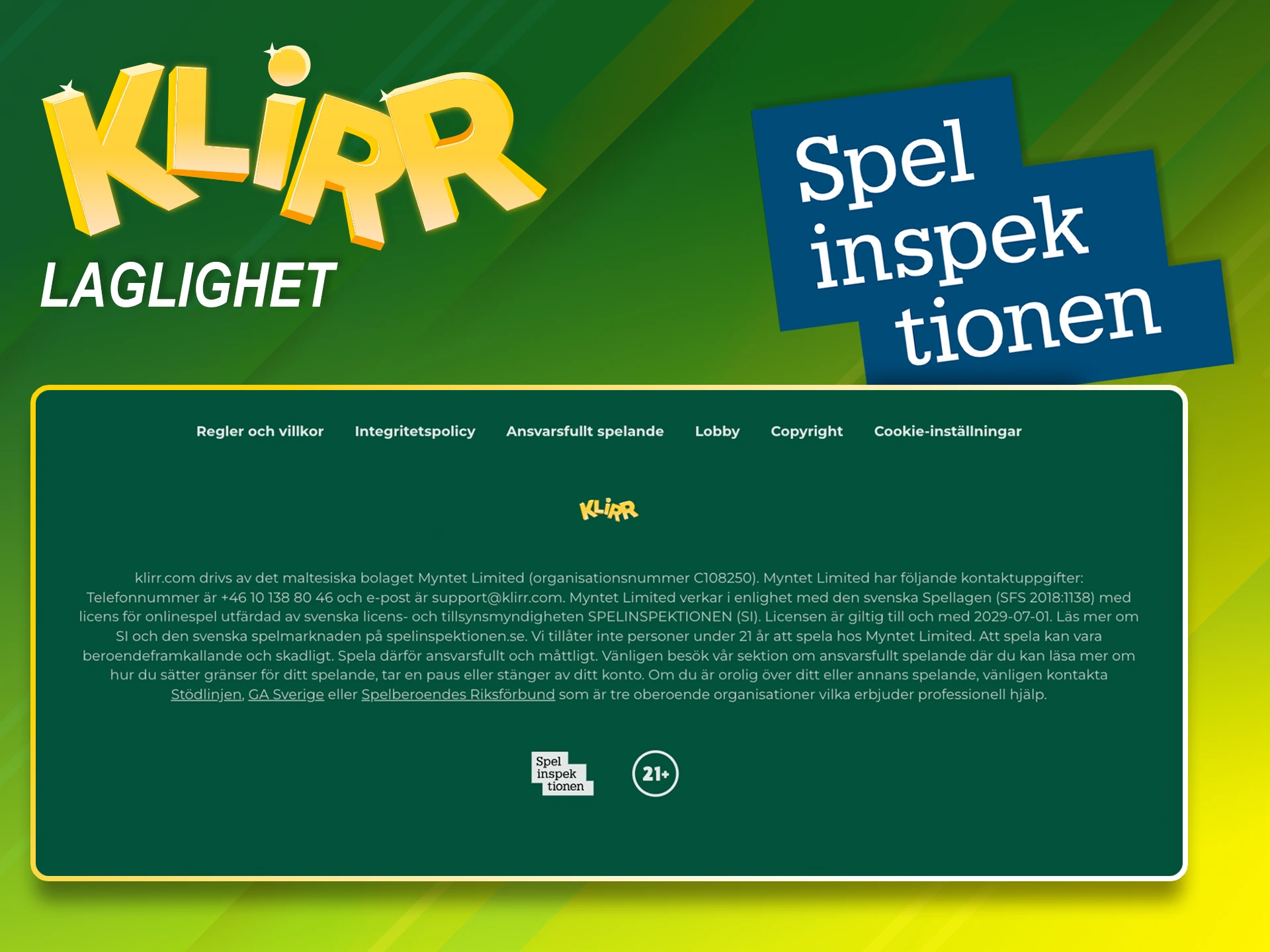 Casino Klirr är lagligt och har en spellicens.