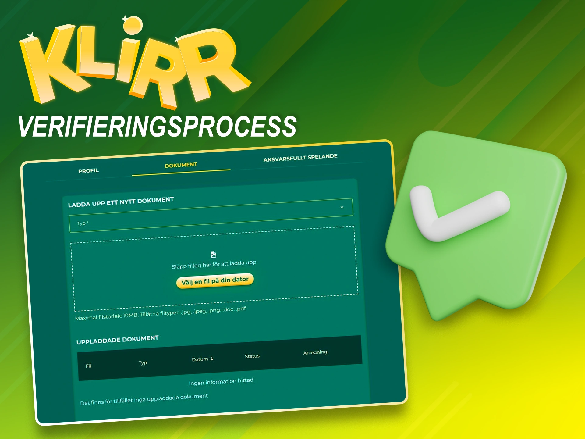 Få alla fördelar med Klirr efter kontoverifiering.