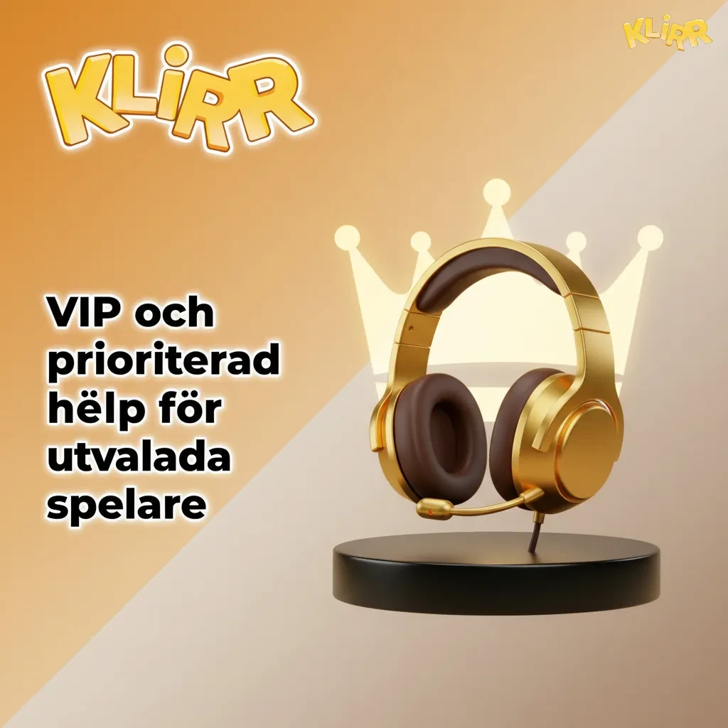 VIP-support: krona och headset visar prioriterad chatt, snabb kö och dedikerade kontaktvägar för kvalificerade spelare.