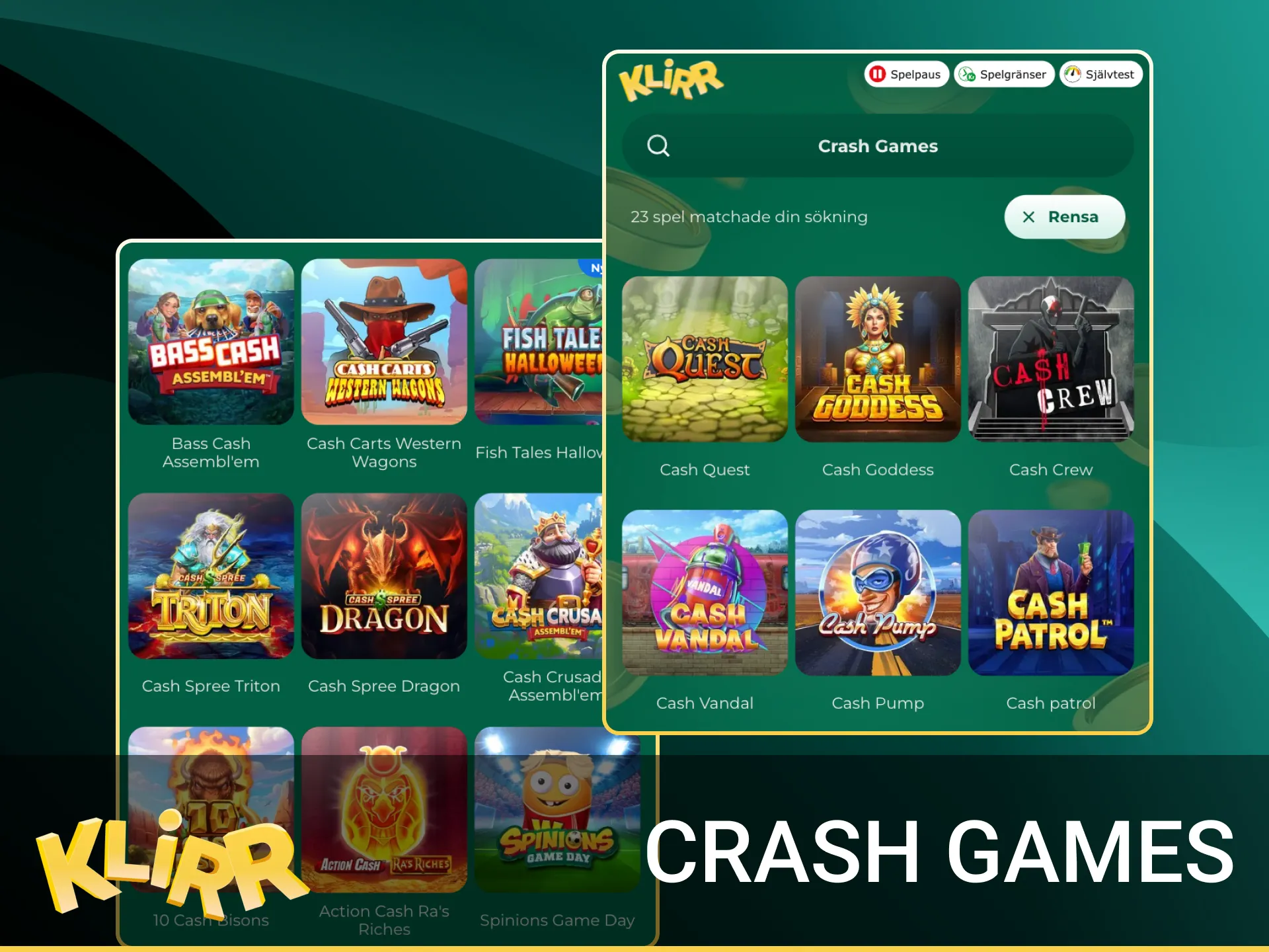 Spela snabbspel från de mest populära leverantörerna på Klirr online casino.