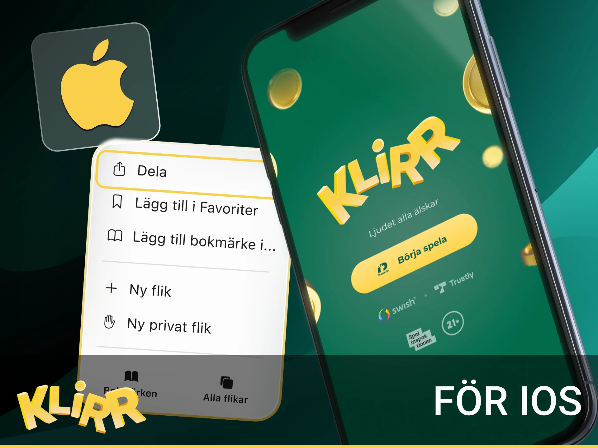 Hur man laddar ner Klirr online casino-appen till sin iOS-telefon.