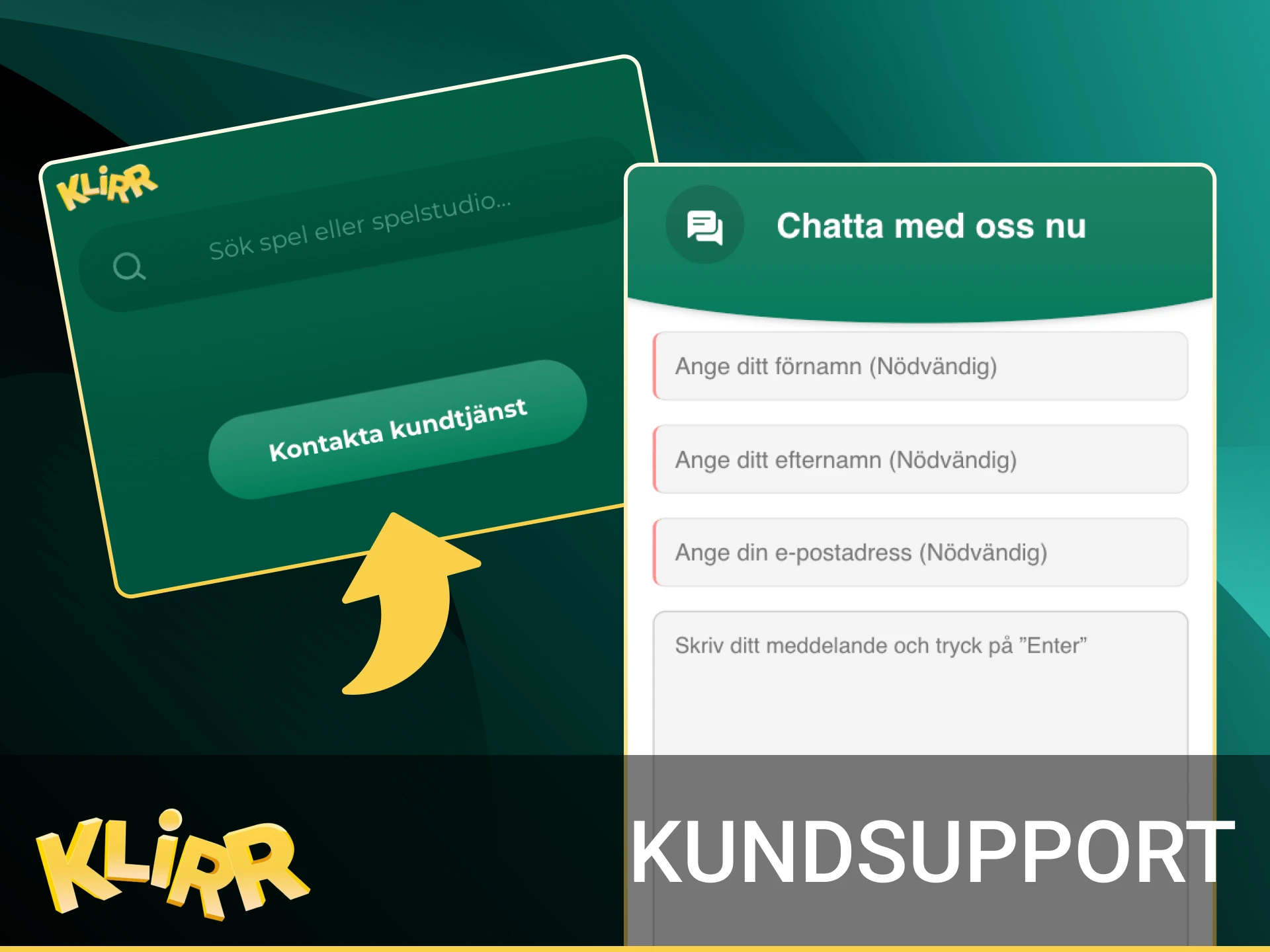 Kundsupport för betalningar på svenska: hjälp med insättning, uttag och verifiering via livechatt eller e-post.