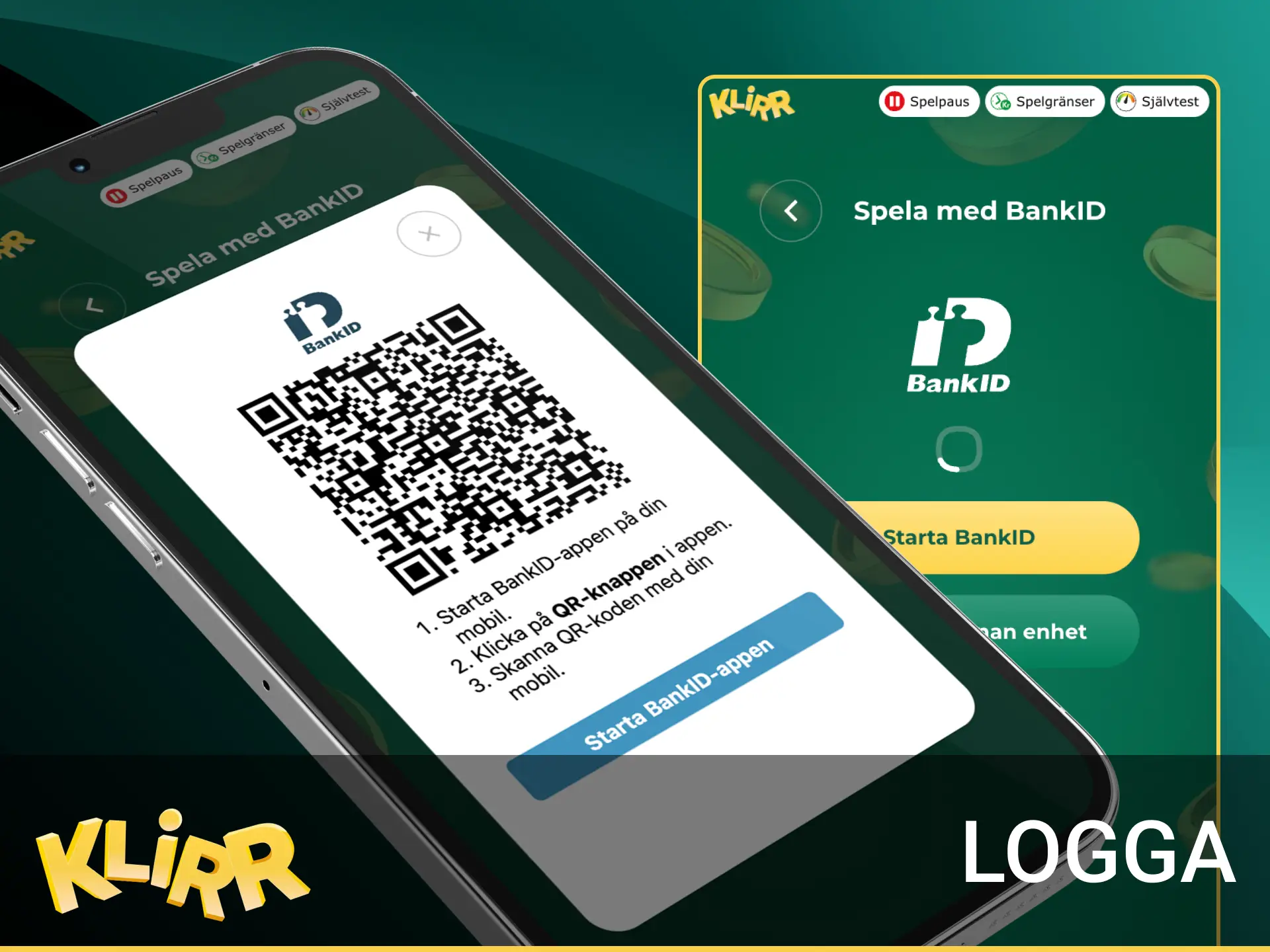 Logga in på Klirrs online casino-app med ett par klick.