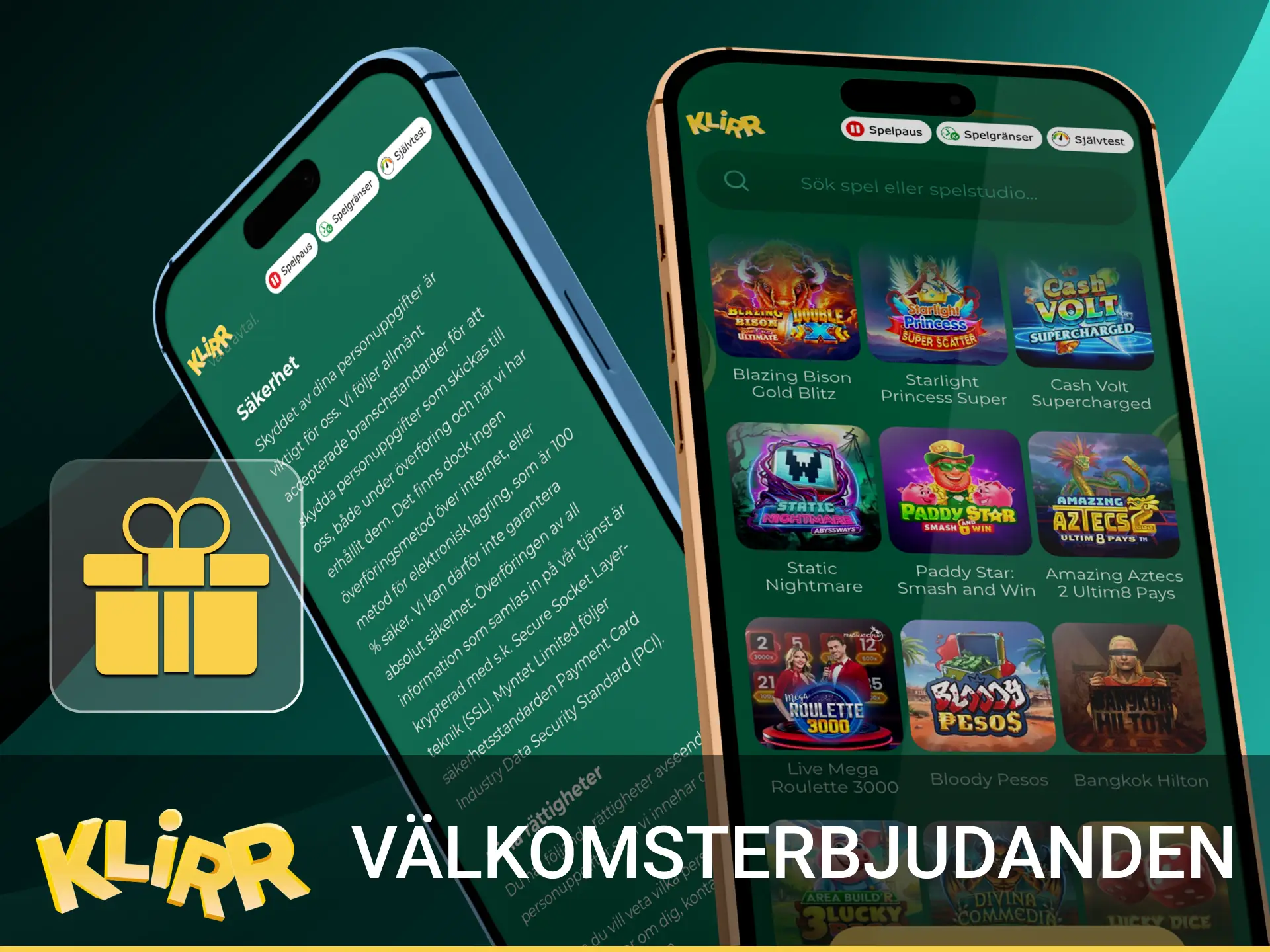 Välkomsterbjudanden i Klirr-appen: engångsbonus efter BankID, inga koder, ev. free spins och odds. Läs villkoren.