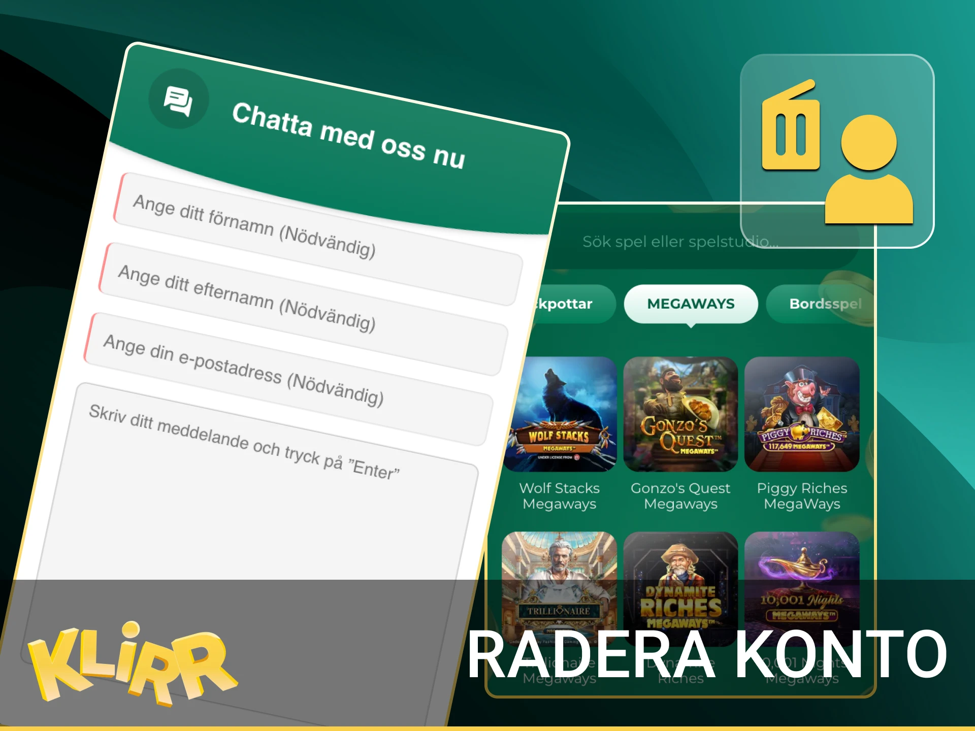 Stäng eller radera konto: supportkontakt, identitetskontroll, e‑postbekräftelse, saldoutbetalning enligt reglerna.