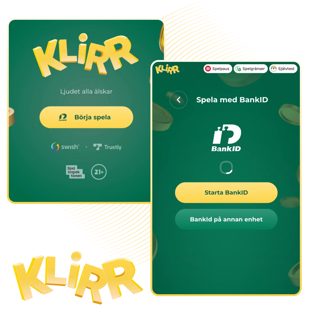 Registrera dig och logga in på Klirr via webb och app, med verifiering, insättningar, uttag och svensk support.