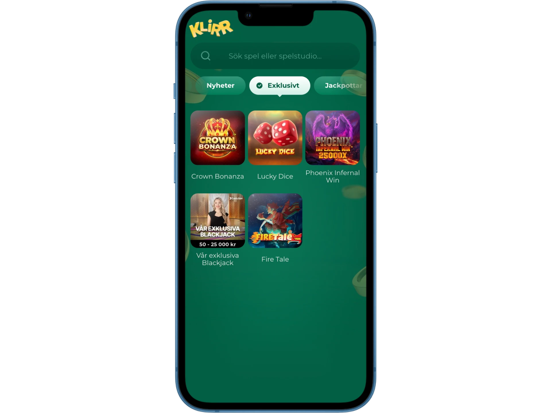 Få snabb tillgång till alla spel efter att du registrerat dig på Klirr online casino.