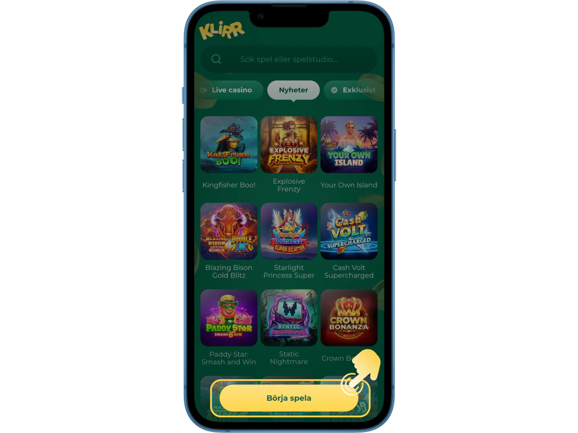 På Klirr online casino kan du logga in på ditt konto med BankID.