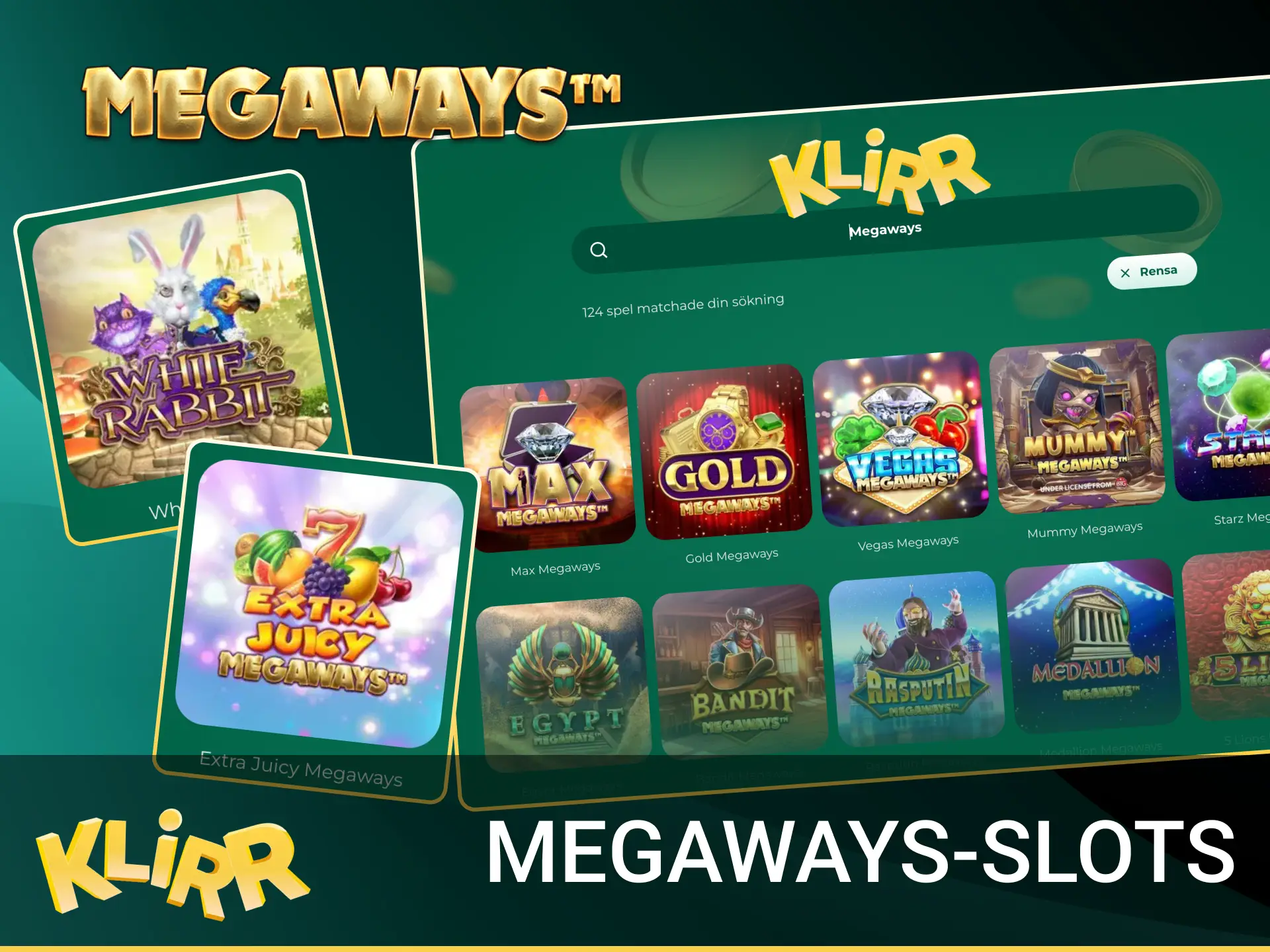Ta reda på vilka spel från Megaways som finns tillgängliga på Klirr online casino.