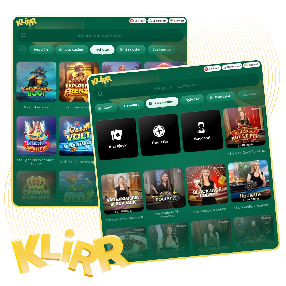 Slots i Sverige på dator och mobil; färgglada hjul, jackpottgrafik och svensk flagga, spel i webbläsare.