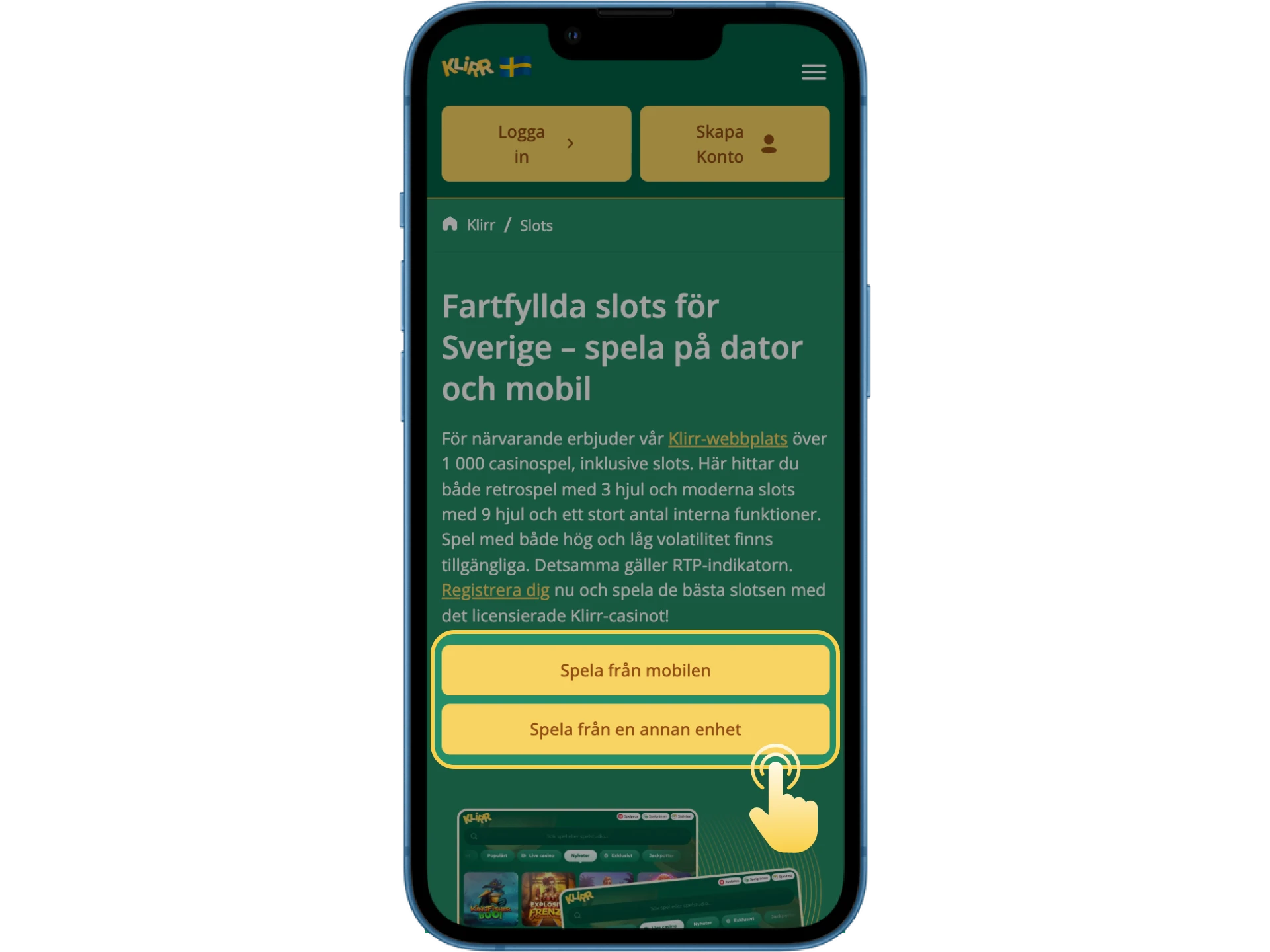 Börja spela spelautomater på Klirr online casino just nu.