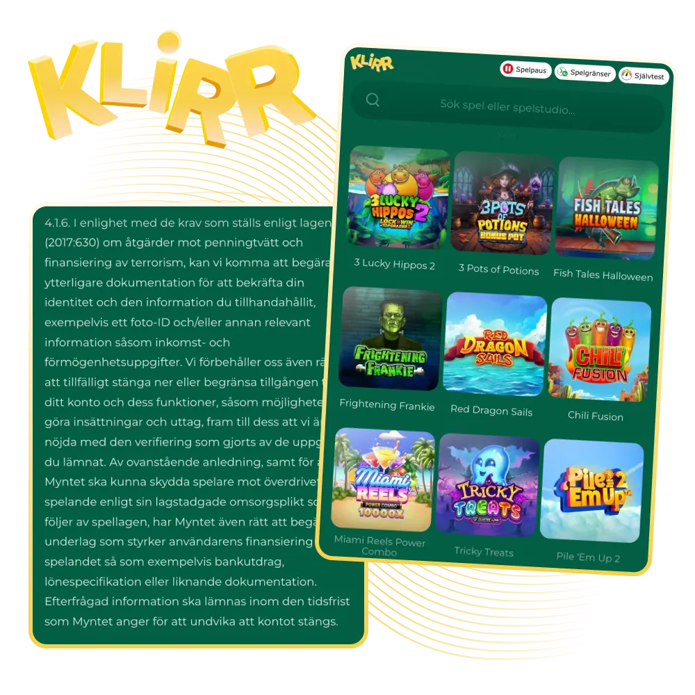 Måste jag snabbt gå igenom verifiering på Klirr online casino.